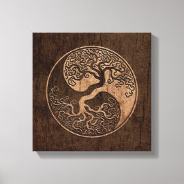 Lienzo Yin Yang árbol de la vida con efecto de grano de m