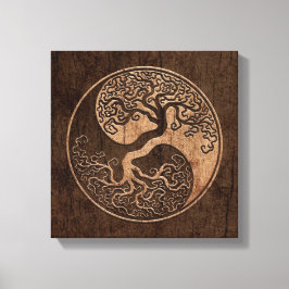 Lienzo Yin Yang árbol de la vida con efecto de grano de m