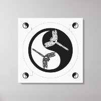 Yin Yang Black and White Figure 8 Dragonflies