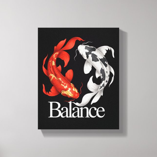 Lienzo Yin Yang de Koi Japonesa de Equilibrio Inspirado e (Anverso)