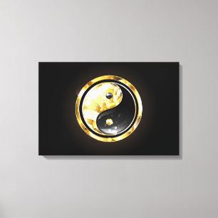 Lienzo Yin Yang dorado en negro