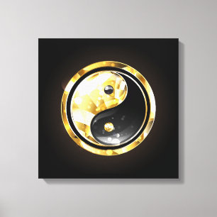 Lienzo Yin Yang dorado sobre negro