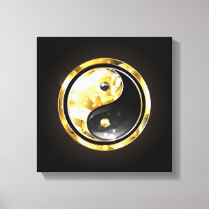 Lienzo Yin Yang dorado sobre negro