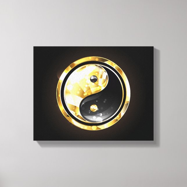 Lienzo Yin Yang dorado sobre negro (Anverso)