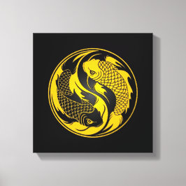 Lienzo Yin Yang Koi Fish amarillo y negro
