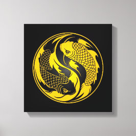 Lienzo Yin Yang Koi Fish amarillo y negro