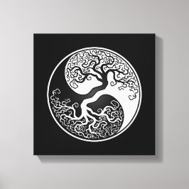 Lienzo Yin Yang, un árbol blanco y negro de la vida