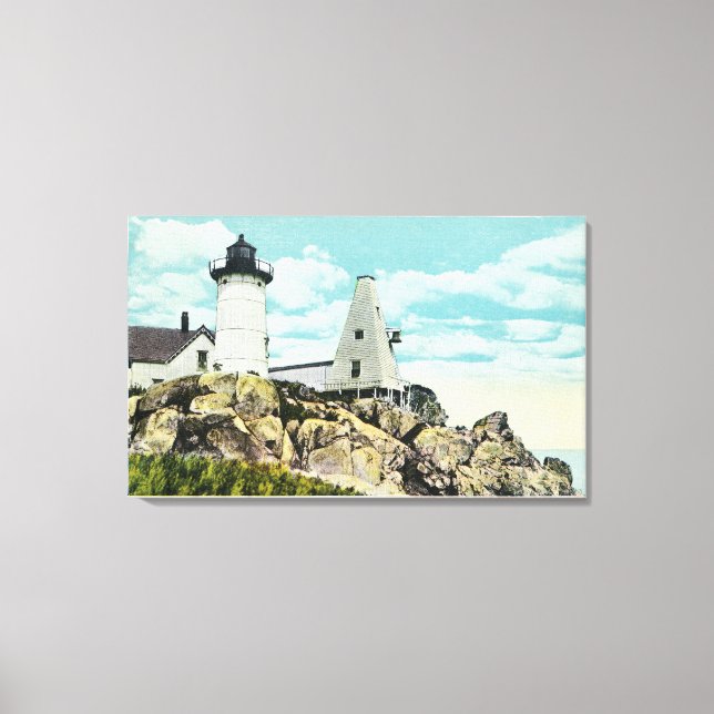 Lienzo York Beach View of the Nubble Lighthouse (Anverso)