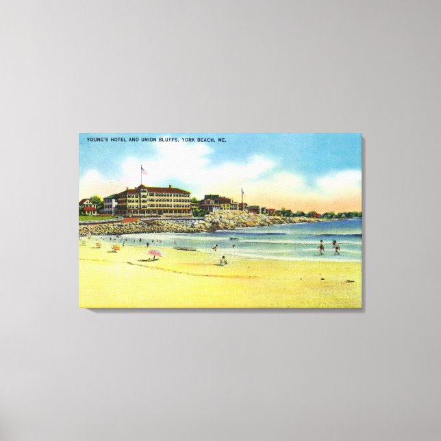 Lienzo York Beach View of Young's Hotel and Union (Anverso)
