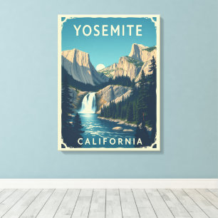 Lienzo Yosemite Waterfall California Vintage Retro