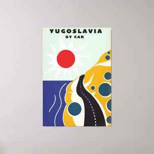 Lienzo Yugoslavia En Coche cartel de viaje vintage