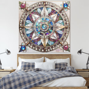 Lienzo Zafiros Rosas y Azules Diamantes Perlas Mandala