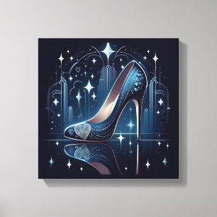 Lienzo Zapatos de tacón alto azules estilo Art Deco