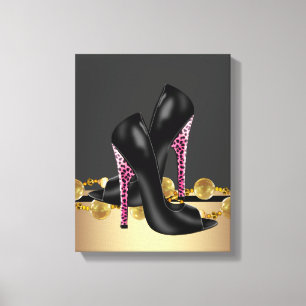 Lienzo Zapatos de tacón alto con estampado de leopardo ne