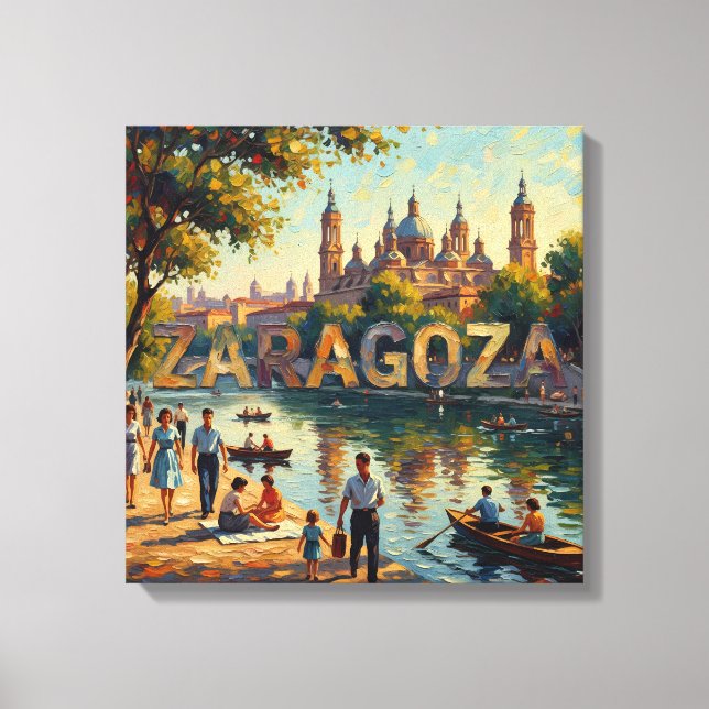 Lienzo Zaragoza Riverside Basilica Glow Canvas (Anverso)