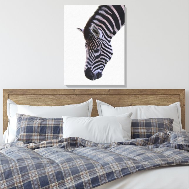 Lienzo Zebra Close-Up | Black & White Wildlife Wall Art (Insitu(Dormitorio))