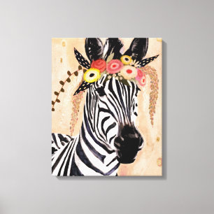 Lienzo Zebra Klimt  Corona De Flores