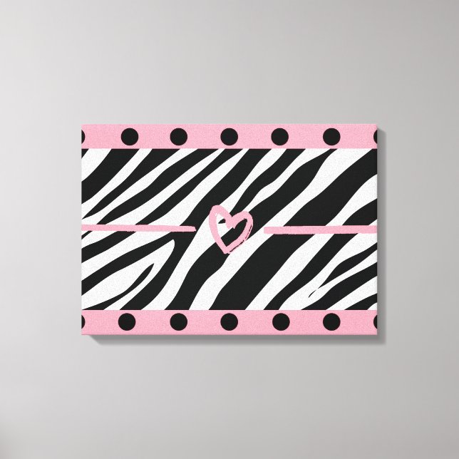 Lienzo Zebra Print Heart Polkadots Wall Art (Anverso)
