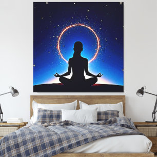 Lienzo Zen Bajo las Estrellas: Meditación Cósmica