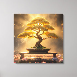 LIENZO ZEN BUDISMO - ÁRBOL BONSAI -