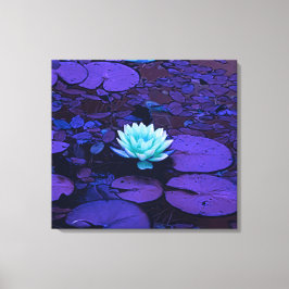 Lienzo Zen de estanque morado turquesa de flores de Lotus