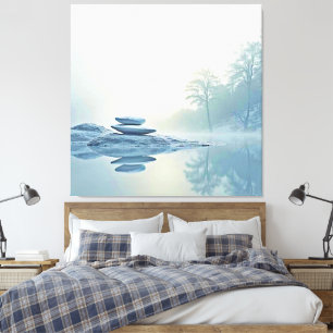 Lienzo Zen de invierno: equilibrio de lago de niebla