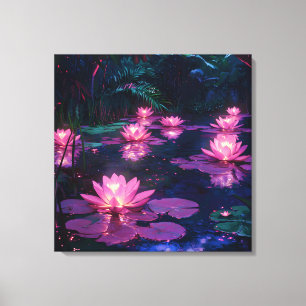 Lienzo Zen de medianoche Naturaleza Flor de loto rosa Est