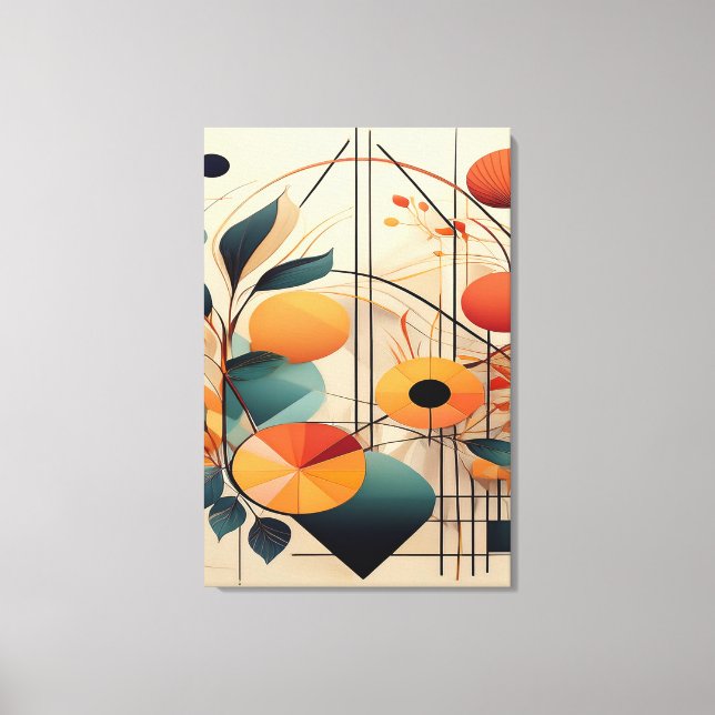 Lienzo Zen Geometry: Abstract Botanical Fusion Art (Anverso)