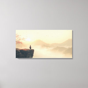 Lienzo Zen Samurái al Amanecer – Montaña Brumosa Cinemato