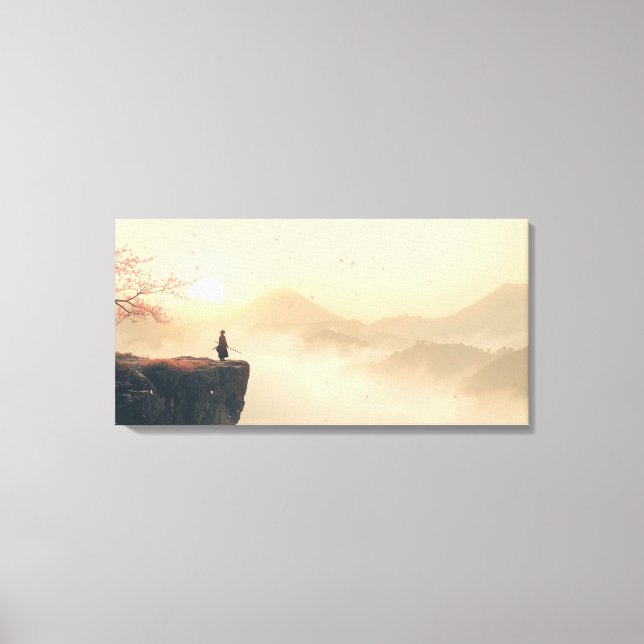 Lienzo Zen Samurai at Dawn – Cinematic Misty Mountain (Anverso)