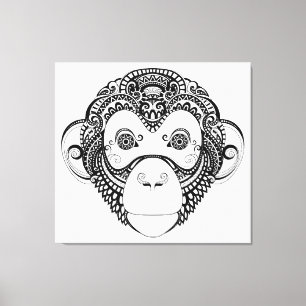 Lienzo Zentangle inspiró el diseño 6 del mono