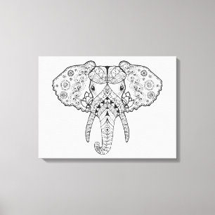 Lienzo Zentangle inspiró el elefante