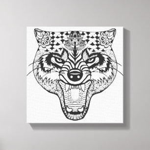 Lienzo Zentangle inspiró el lobo