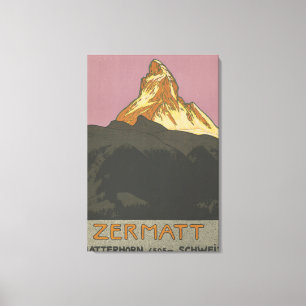 Lienzo Zermatt Matterhorn Vintage Suiza Esquí