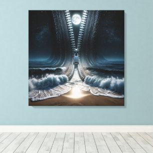 Lienzo Zipper Unzipping Moonlit Ocean