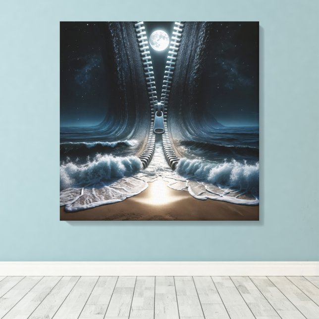 Lienzo Zipper Unzipping Moonlit Ocean (Insitu (piso de madera))