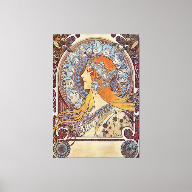 Lienzo Zodiac de Alphonse Mucha (Anverso)