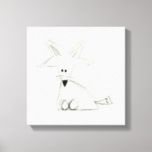Lienzo zorrito garabato negro blanco gris simple dibujo n