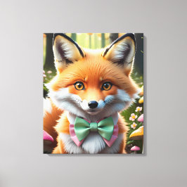 Lienzo Zorro de corte con un arco verde y rosado