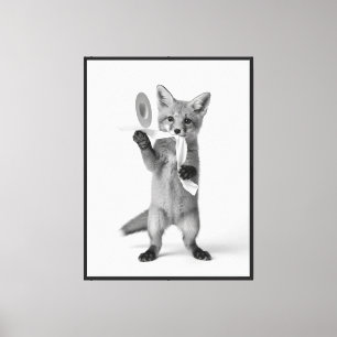 Lienzo Zorro de fauna y flora divertido minimalista soste