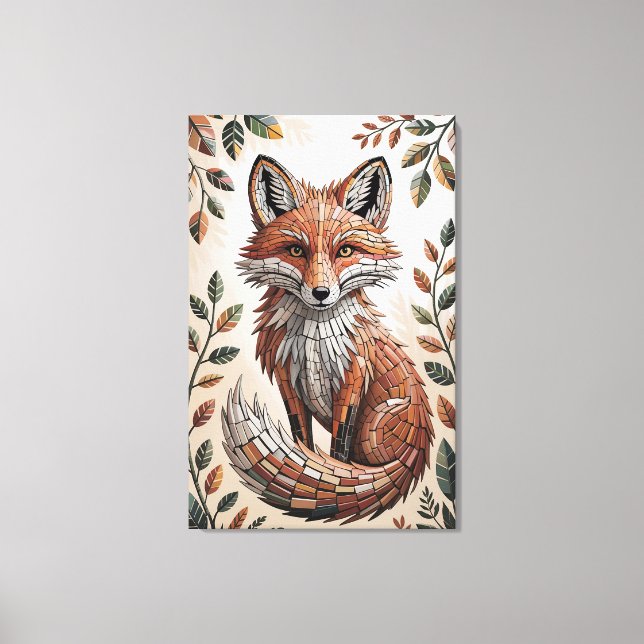 Lienzo Zorro de mosaico de bosque de terracota (Anverso)