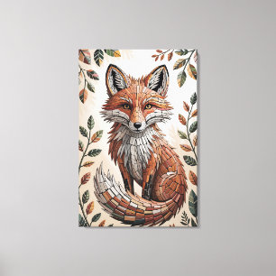 Lienzo Zorro de mosaico de bosque de terracota