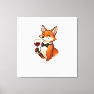 Lienzo Zorro elegante con copa de vino 