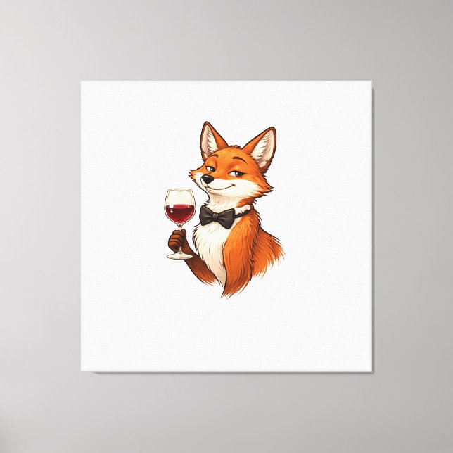 Lienzo Zorro elegante con copa de vino  (Anverso)