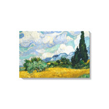 Lienzos de Campo de Trigo con Cipreses