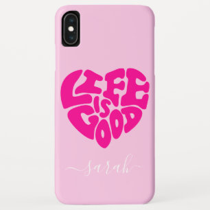 Life Is Good Heart Custom Name Funda iPhone Case
