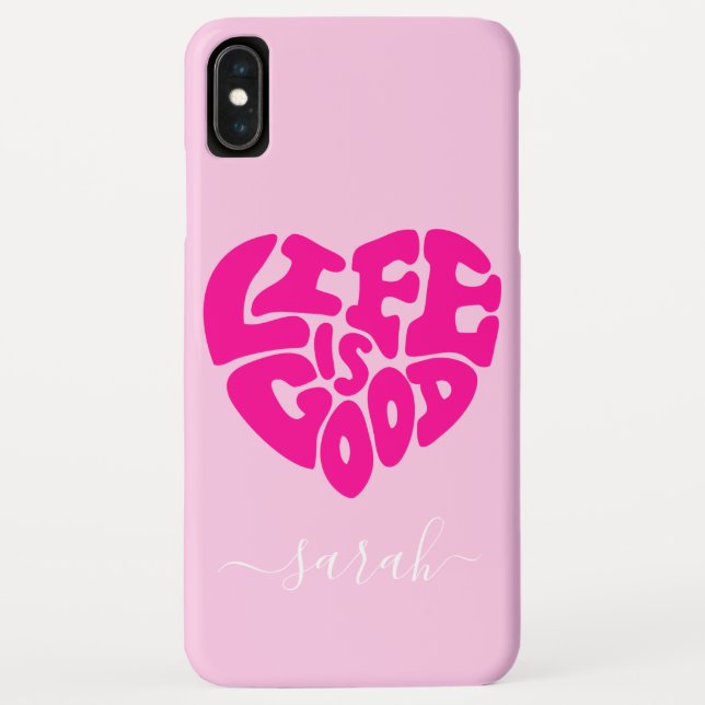 Life Is Good Heart Custom Name Funda iPhone Case (Reverso)