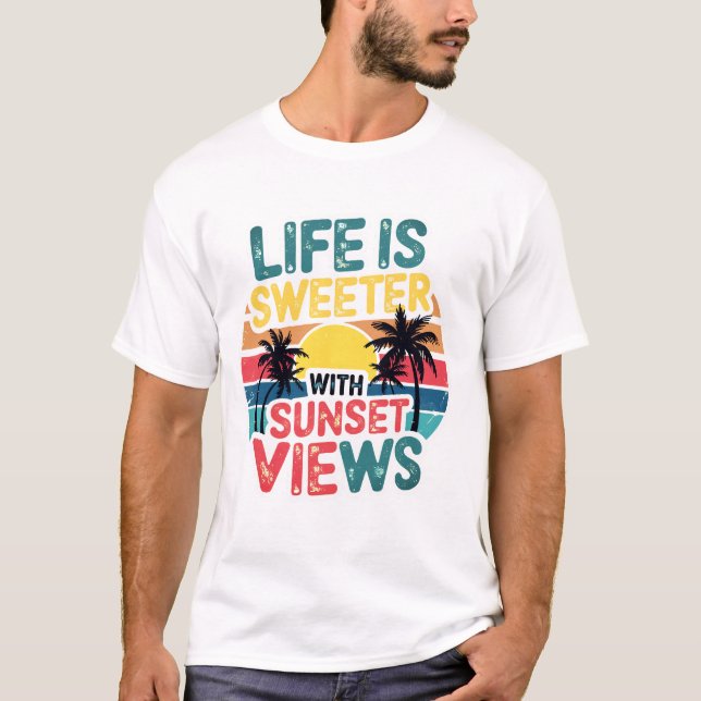 Life Sunset - Diseño de camiseta retro vintage par (Anverso)