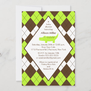 Ligador Preppy Baby Shower Invitación LIme Azul