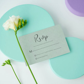 Ligera Green Linen Simple Black Script Tarjeta RSV